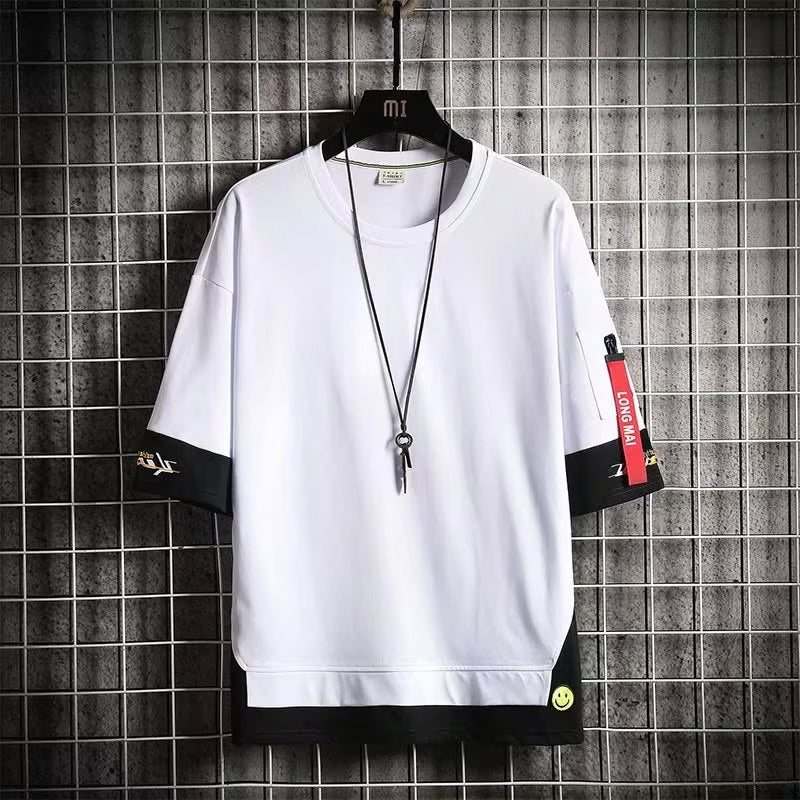 2021 New Men'S T Shirts Japan Fashion Streetwear Harajuku Short Sleeve Tops Tees Men Casual Men Clothing Embroidery T Shirts Men